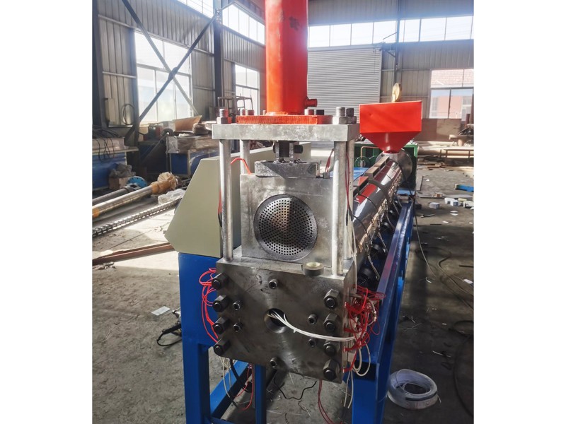 濟南120型帶液壓換網機頭擠出機
